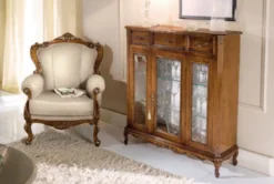 Casa Padrino Luxus Barock Sessel Grau / Braun - Handgefertigter Mahagoni Wohnzimmer Sessel - Barock Wohnzimmer Möbel - Luxus Qualität - Made in Italy