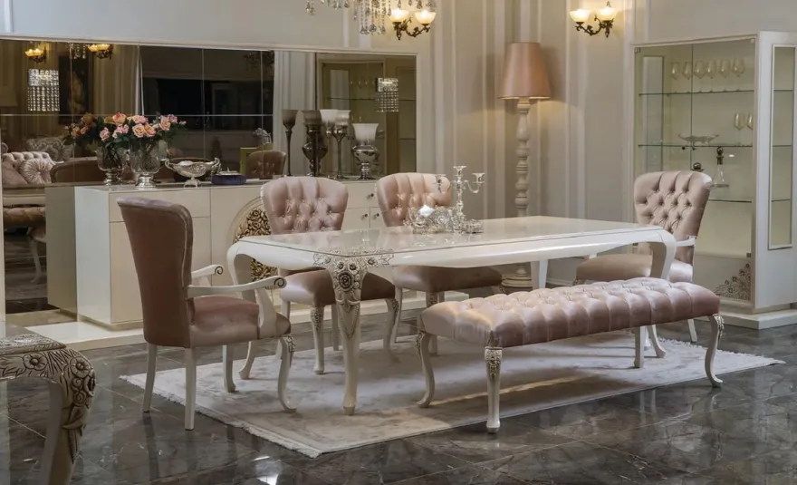 Casa Padrino Luxus Barock Sideboard mit Spiegel Weiß / Beige - Massivholz Schrank mit elegantem Wandspiegel - Edel & Prunkvoll