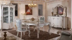 Casa Padrino Luxus Barock Sideboard mit Wandspiegel Weiß / Creme / Silber