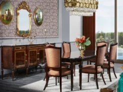 Casa Padrino Luxus Barock Sideboard Dunkelbraun / Braun - Prunkvoller Massivholz Schrank mit 4 Türen und 3 Schubladen - Luxus Möbel im Barockstil - Barock Möbel - Edel & Prunkvoll