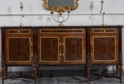 Casa Padrino Luxus Barock Sideboard Dunkelbraun / Braun - Prunkvoller Massivholz Schrank mit 4 Türen und 3 Schubladen - Luxus Möbel im Barockstil - Barock Möbel - Edel & Prunkvoll