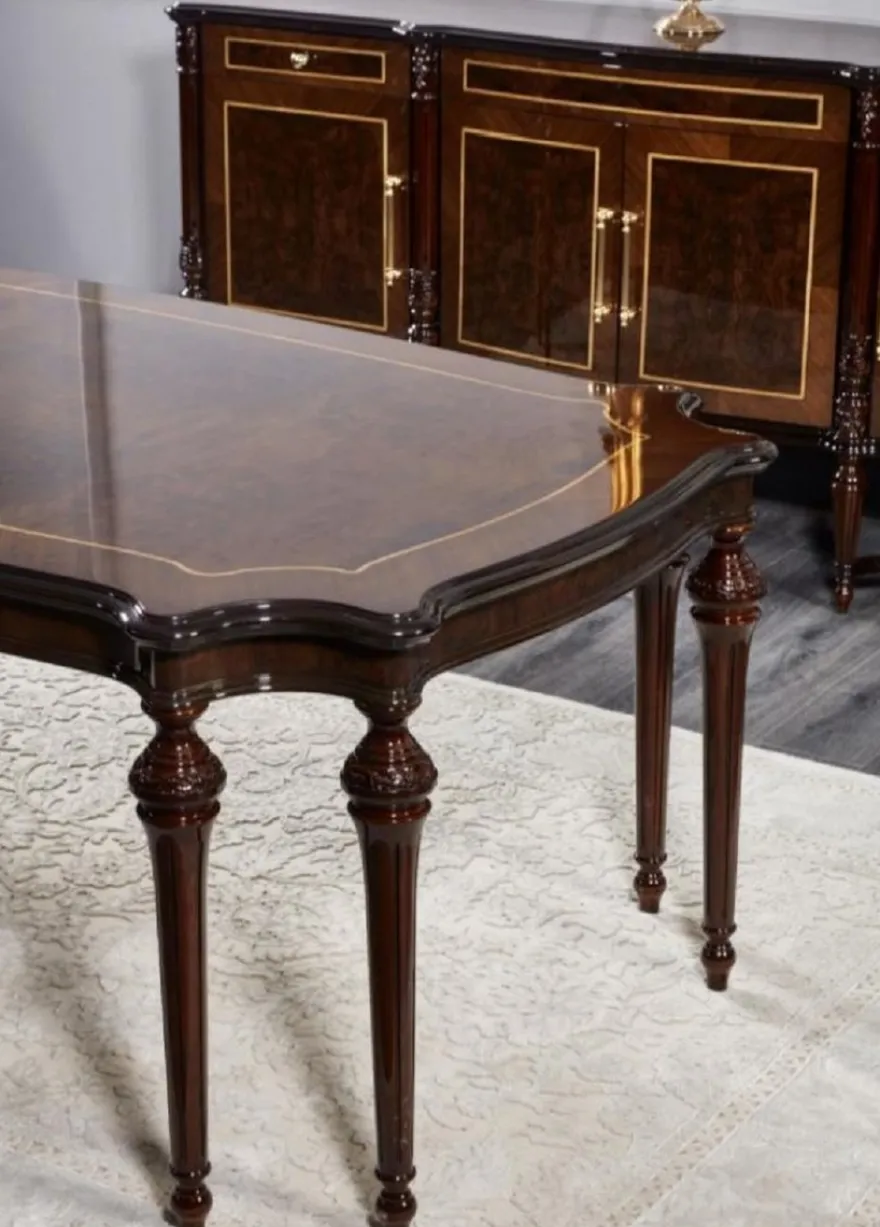 Casa Padrino Luxus Barock Sideboard Dunkelbraun / Braun - Prunkvoller Massivholz Schrank mit 4 Türen und 3 Schubladen - Luxus Möbel im Barockstil - Barock Möbel - Edel & Prunkvoll