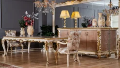 Casa Padrino Luxus Barock Sideboard Beige / Weiß / Gold - Prunkvoller Massivholz Schrank mit 4 Türen - Barock Möbel