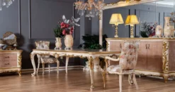 Casa Padrino Luxus Barock Sideboard Beige / Weiß / Gold - Prunkvoller Massivholz Schrank mit 4 Türen - Barock Möbel