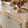 Casa Padrino Luxus Barock Sideboard mit Wandspiegel Weiß / Beige / Gold