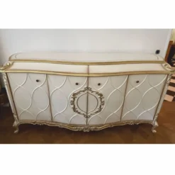 Casa Padrino Luxus Barock Sideboard Weiß / Antik Gold 254 cm - Barock Möbel