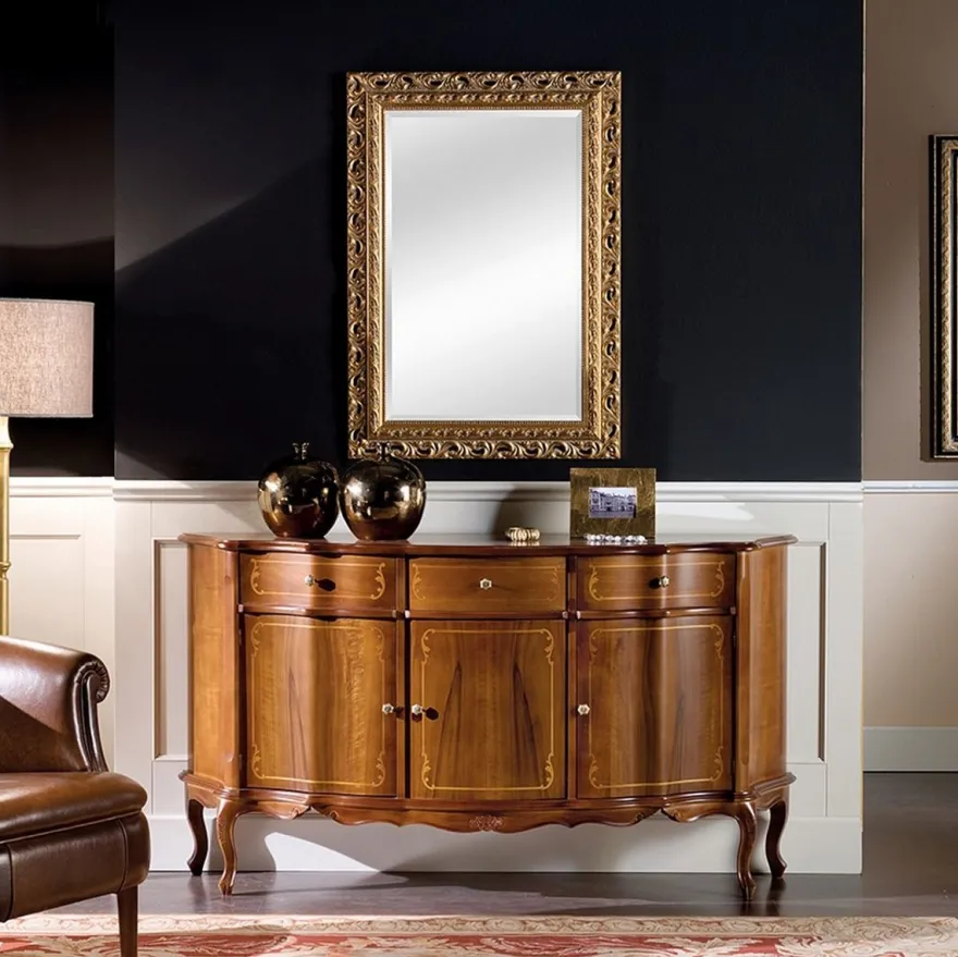 Casa Padrino Luxus Barock Sideboard Braun - Prunkvoller Massivholz Schrank mit 3 Türen und 3 Schubladen - Barock Wohnzimmer & Hotel Möbel - Luxus Qualität - Made in Italy