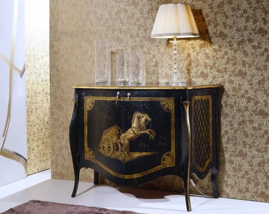 Casa Padrino Luxus Barock Sideboard Schwarz / Antik Gold - Handgefertigter Massivholz Schrank mit 2 Türen - Luxus Möbel Möbel im Barockstil - Barock Möbel - Luxus Qualität - Made in Italy