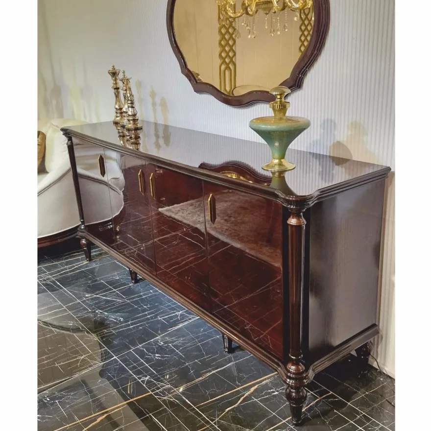 Casa Padrino Luxus Barock Sideboard Dunkelbraun 225 cm - Barockstil Möbel
