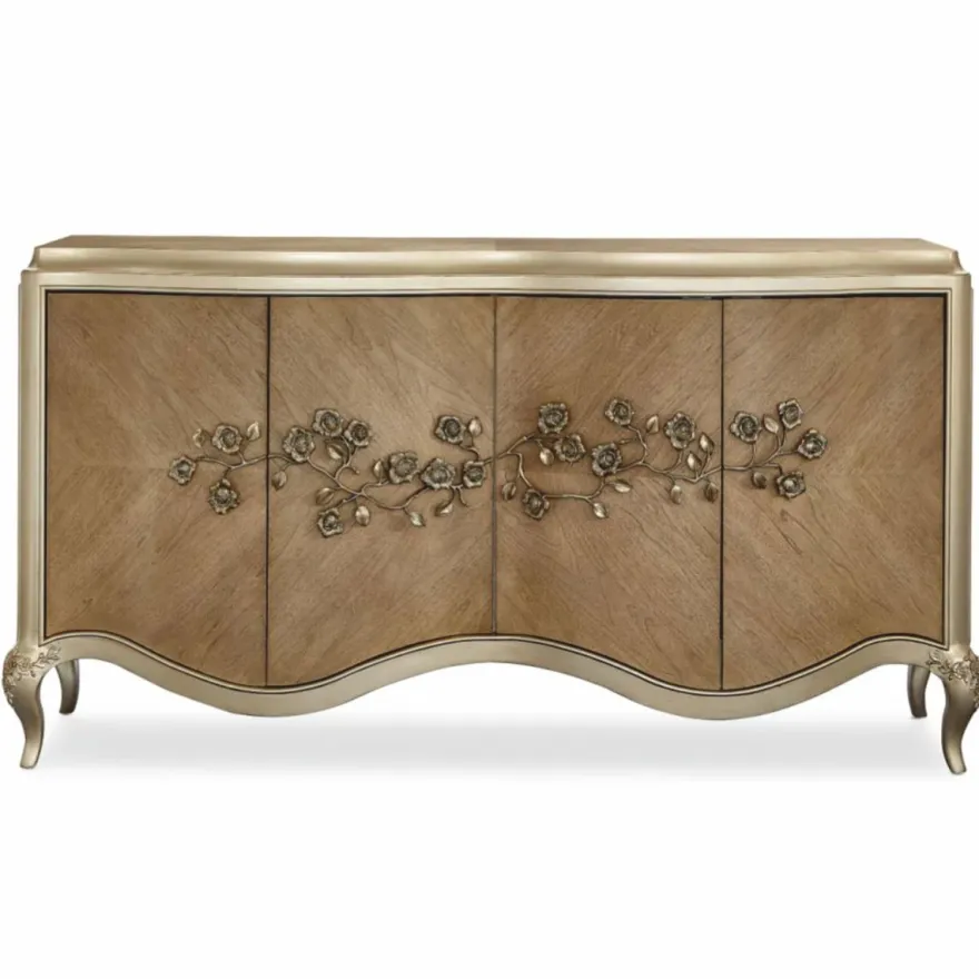 Casa Padrino Luxus Barock Sideboard Braun / Champagner-Gold 183 cm - Barock Möbel