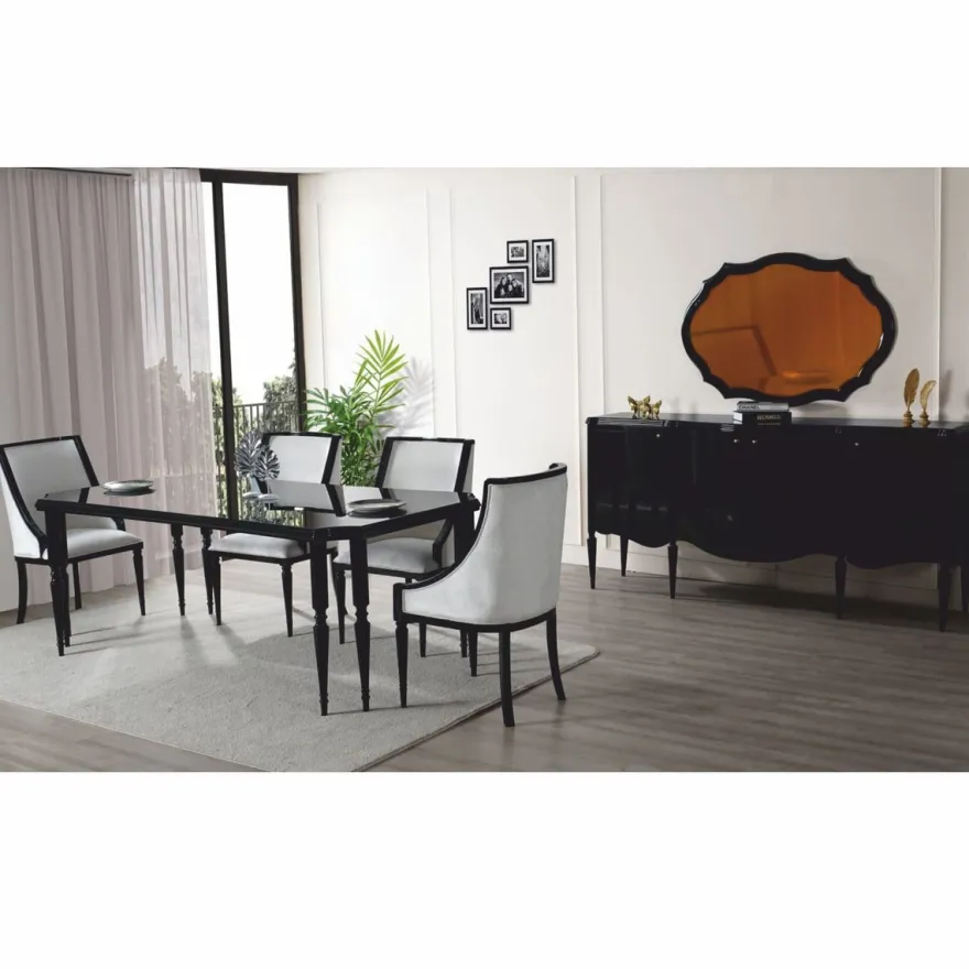 Casa Padrino Luxus Barock Sideboard Schwarz 215 cm - Barock Möbel