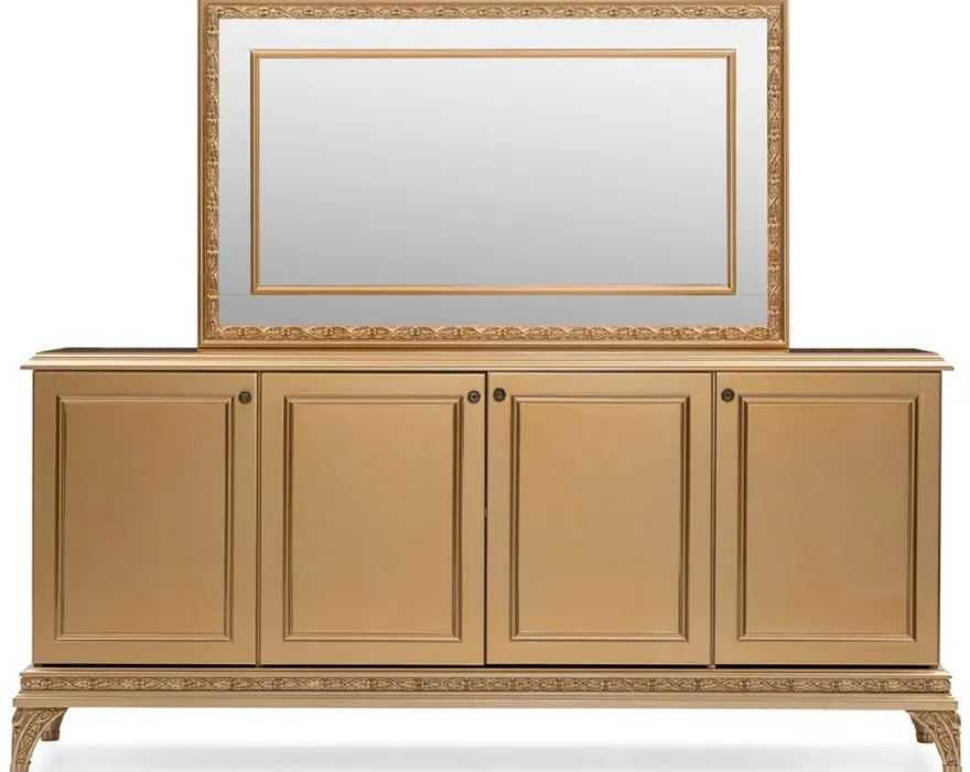 Casa Padrino Luxus Barock Sideboard mit Spiegel Gold - Luxus Möbel Möbel im Barockstil - Barock Möbel - Barock Einrichtung - Edel & Prunkvoll
