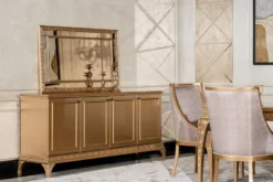 Casa Padrino Luxus Barock Sideboard mit Spiegel Gold - Luxus Möbel Möbel im Barockstil - Barock Möbel - Barock Einrichtung - Edel & Prunkvoll