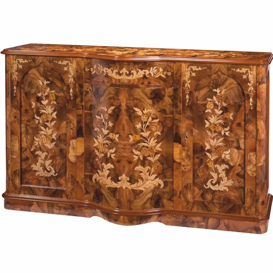 Casa Padrino Luxus Barock Sideboard Braun Intarsien 153 cm - Barock Möbel - Made in Italy