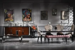 Casa Padrino Luxus Barock Sideboard Braun / Schwarz / Silber - Edler Massivholz Schrank mit 4 Türen - Barock Möbel