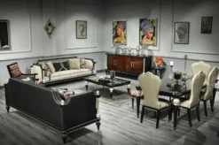 Casa Padrino Luxus Barock Sideboard Braun / Schwarz / Silber - Edler Massivholz Schrank mit 4 Türen - Barock Möbel