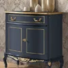 Casa Padrino Luxus Barock Sideboard Blau / Gold - Prunkvoller Massivholz Schrank - Barock Wohnzimmer & Hotel Möbel - Luxus Qualität - Made in Italy