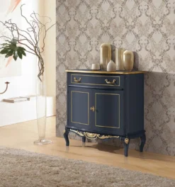 Casa Padrino Luxus Barock Sideboard Blau / Gold - Prunkvoller Massivholz Schrank - Barock Wohnzimmer & Hotel Möbel - Luxus Qualität - Made in Italy