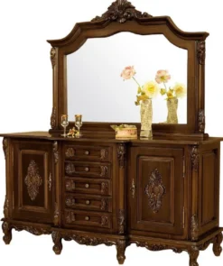 Casa Padrino Luxus Barock Sideboard mit Spiegel Dunkelbraun - Luxus Möbel Möbel im Barockstil - Barock Möbel - Barock Einrichtung - Edel & Prunkvoll