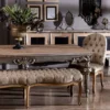 Casa Padrino Luxus Barock Sideboard mit 4 Türen Naturfarben / Schwarz / Silber - Edler Massivholz Schrank im Barockstil - Barock Möbel