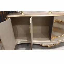 Casa Padrino Luxus Barock Sideboard mit 4 Türen Grau / Gold 226 cm - Barockstil Möbel