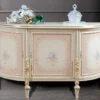 Casa Padrino Luxus Barock Sideboard Cremefarben / Rosa / Mehrfarbig / Gold - Edler Massivholz Schrank mit 3 Türen - Barock Möbel - Luxus Qualität - Made in Italy