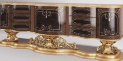 Casa Padrino Luxus Barock Sideboard Braun / Antik Gold 305 x 50 x H. 115 cm - Prunkvoller Wohnzimmer Schrank - Edel & Prunkvoll