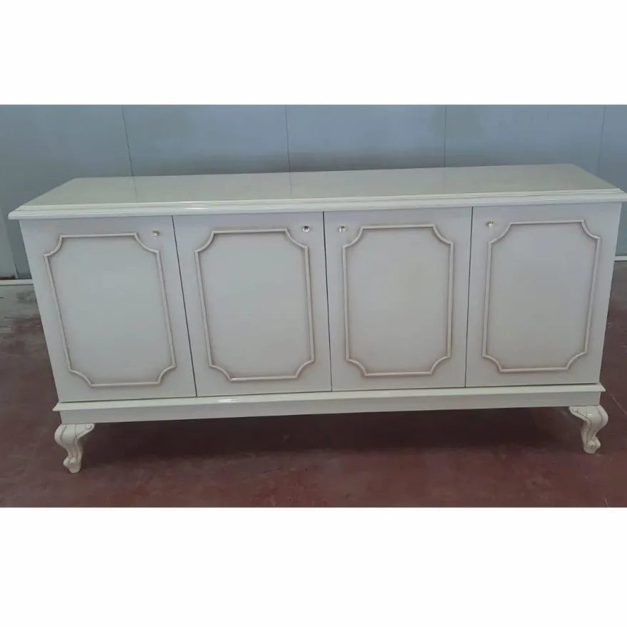 Casa Padrino Luxus Barock Sideboard mit 4 Türen Creme / Grau 210 cm - Barock Möbel