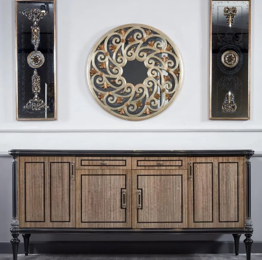 Casa Padrino Luxus Barock Sideboard Braun / Schwarz 228 cm - Barock Möbel