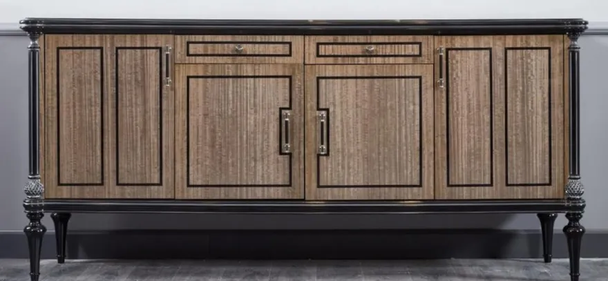 Casa Padrino Luxus Barock Sideboard Braun / Schwarz 228 cm - Barock Möbel