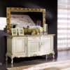 Casa Padrino Luxus Barock Sideboard Weiß / Gold - Handgefertigter Massivholz Schrank mit 3 Türen und Schublade - Luxus Möbel im Barockstil - Luxus Qualität - Made in Italy