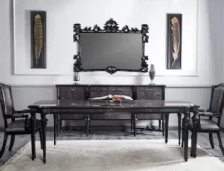 Casa Padrino Luxus Barock Sideboard Grau / Schwarz - Prunkvoller Massivholz Schrank mit 4 Türen und 3 Schubladen - Luxus Möbel im Barockstil - Barock Möbel - Barock Einrichtung - Edel & Prunkvoll