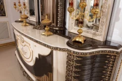 Casa Padrino Luxus Barock Sideboard und 3 Spiegel Creme / Dunkelbraun / Gold