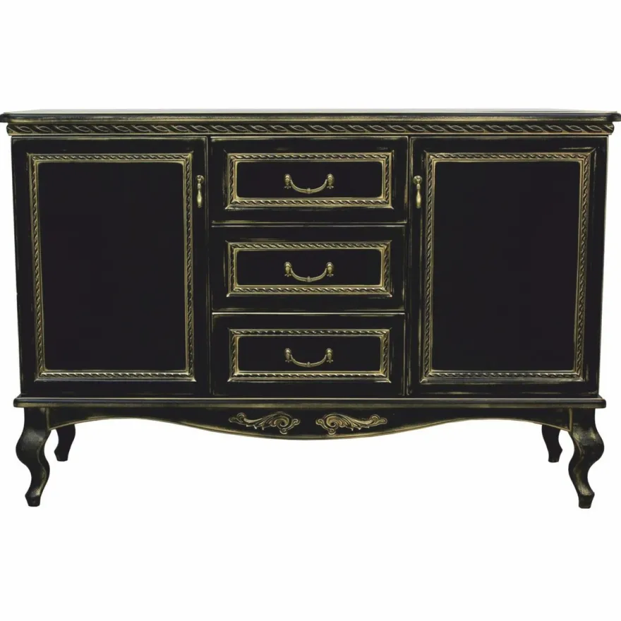 Casa Padrino Luxus Barock Sideboard Schwarz / Gold 180 cm - Barock Möbel