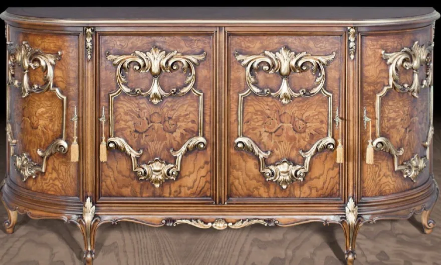Casa Padrino Luxus Barock Sideboard Braun / Gold - Edler Massivholz Schrank mit 4 Türen - Barock Hotel & Schloß Möbel - Erstklassische Qualität - Made in Italy