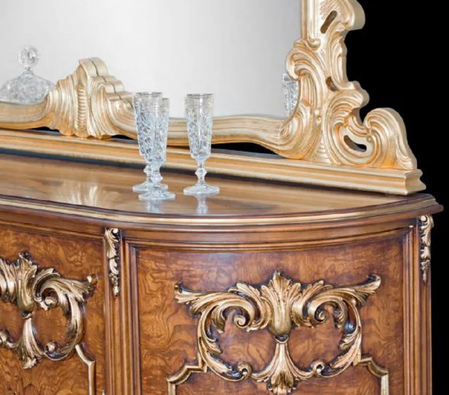 Casa Padrino Luxus Barock Sideboard Braun / Gold - Edler Massivholz Schrank mit 4 Türen - Barock Hotel & Schloß Möbel - Erstklassische Qualität - Made in Italy