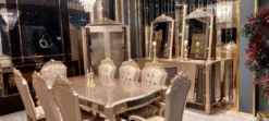 Casa Padrino Luxus Barock Sideboard Grau / Schwarz / Gold - Barockstil Massivholz Schrank mit 4 Türen - Luxus Esszimmer Möbel im Barockstil - Barock Esszimmer Möbel - Barock Küchen Möbel