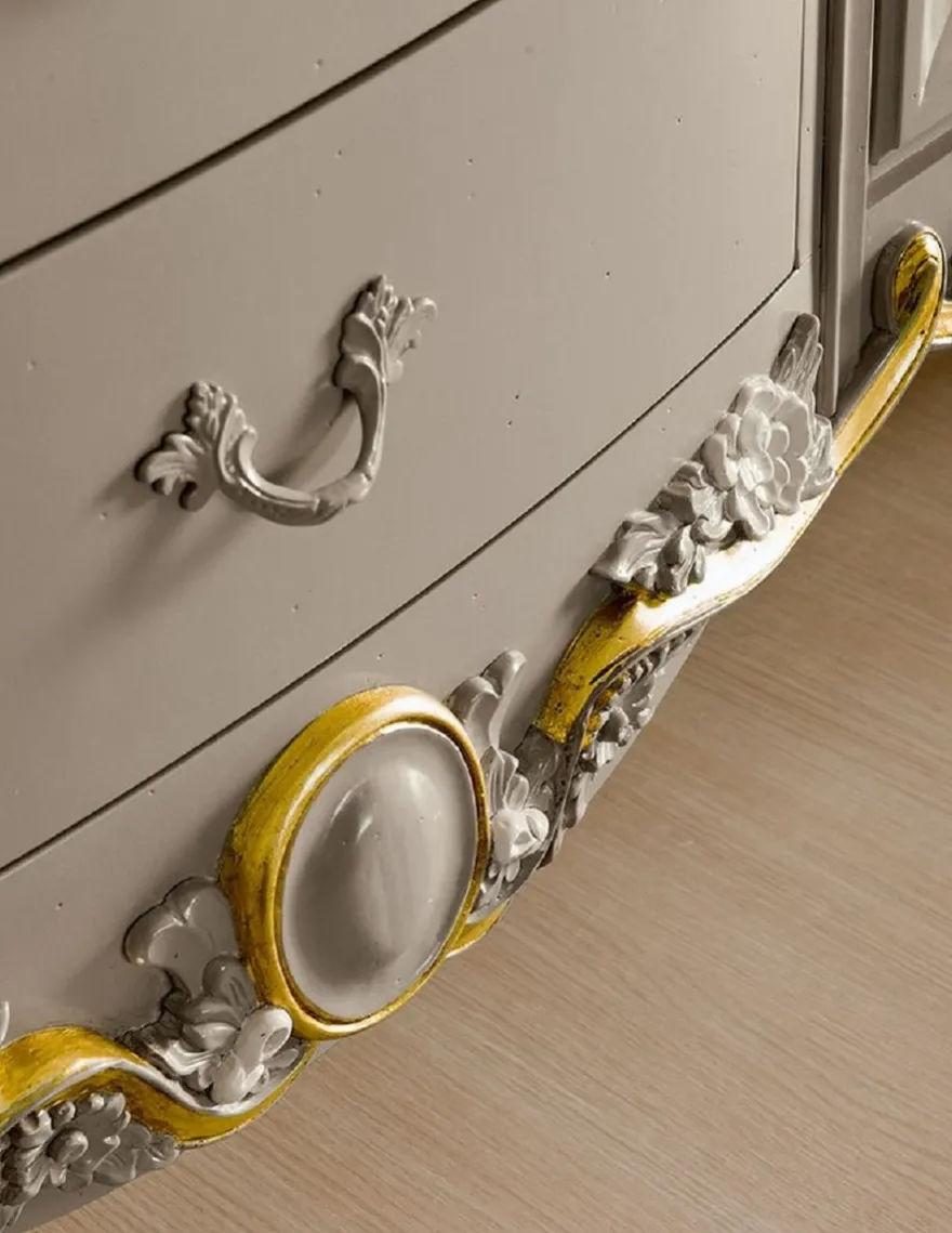 Casa Padrino Luxus Barock Sideboard Grau / Braun / Creme / Gold - Handgefertigter Massivholz Schrank - Barock Möbel - Luxus Möbel Möbel im Barockstil - Luxus Qualität - Made in Italy
