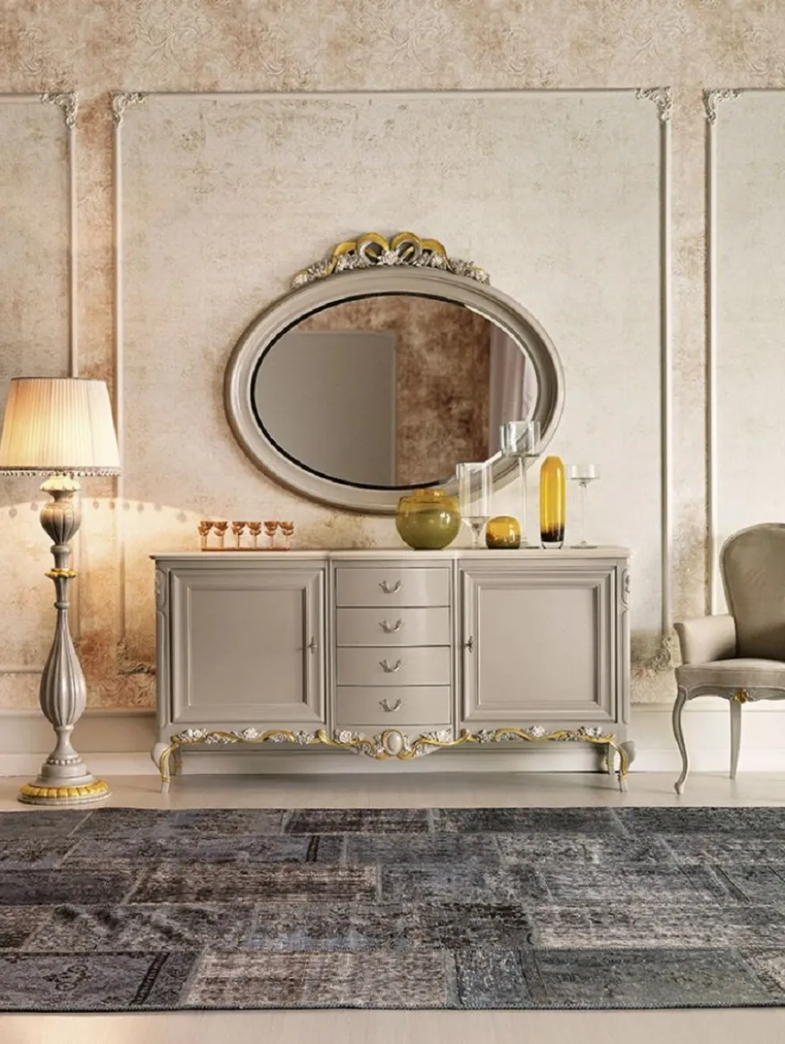 Casa Padrino Luxus Barock Sideboard Grau / Braun / Creme / Gold - Handgefertigter Massivholz Schrank - Barock Möbel - Luxus Möbel Möbel im Barockstil - Luxus Qualität - Made in Italy