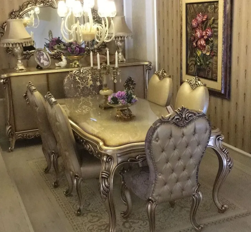 Casa Padrino Luxus Barock Sideboard mit 4 Türen Silber 225 cm - Barock Möbel