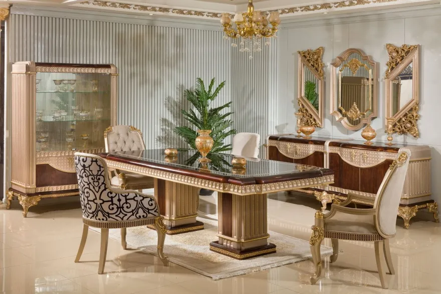Casa Padrino Luxus Barock Sideboard und 3 Wandspiegel Dunkelbraun / Grau / Gold - Barock Möbel