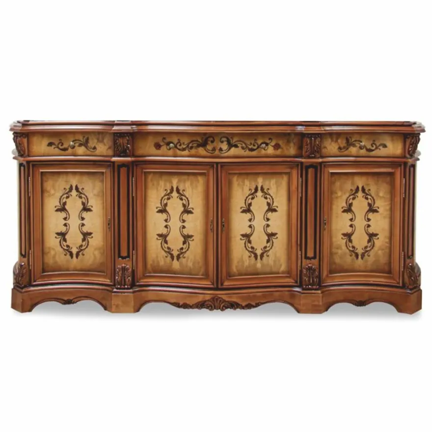 Casa Padrino Luxus Barock Sideboard Braun / Naturfarben 233 cm - Barock Möbel