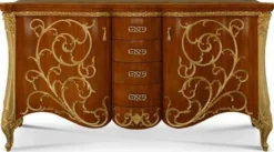 Casa Padrino Luxus Barock Sideboard Braun / Gold 227 cm - Made in Italy