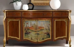 Casa Padrino Luxus Barock Sideboard Braun / Mehrfarbig / Gold - Prunkvoller Massivholz Schrank - Barock Wohnzimmer & Hotel Möbel - Luxus Qualität - Made in Italy
