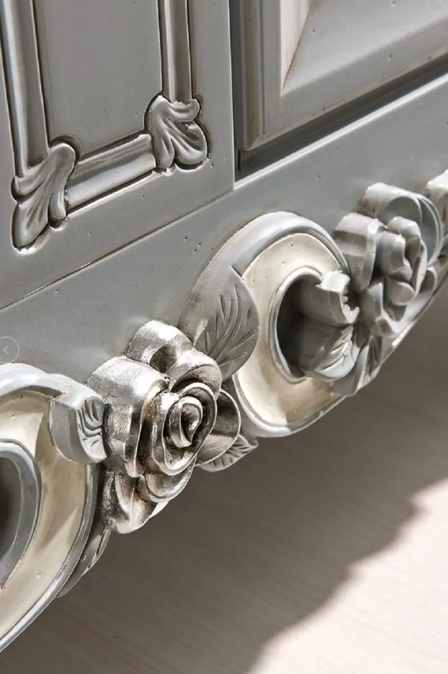 Casa Padrino Luxus Barock Sideboard Grau / Braun / Creme - Handgefertigter Massivholz Schrank mit 2 Türen - Barock Möbel - Luxus Möbel Möbel im Barockstil - Luxus Qualität - Made in Italy