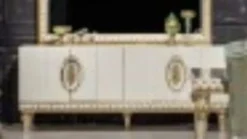 Casa Padrino Luxus Barock Sideboard Weiß / Gold - Barockstil Massivholz Schrank - Luxus Esszimmer Möbel im Barockstil - Barock Esszimmer Möbel - Barock Küchen Möbel