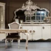 Casa Padrino Luxus Barock Sideboard Cremefarben / Weiß / Gold - Prunkvoller Massivholz Schrank mit 4 Türen und Schublade - Barock Möbel