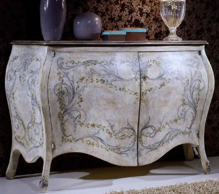 Casa Padrino Luxus Barock Sideboard Mehrfarbig - Handgefertigter Barockstil Schrank mit 2 Türen - Luxus Möbel Möbel im Barockstil - Barock Möbel - Luxus Qualität - Made in Italy