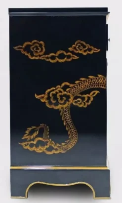 Casa Padrino Luxus Barock Sideboard im chinesischen Stil Schwarz / Gold - Barockstil Massivholz Schrank mit 4 Schubladen & 4 Türen - Luxus Esszimmer Möbel im Barockstil - Barock Esszimmer Möbel