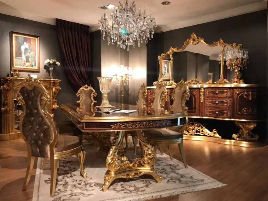 Casa Padrino Luxus Barock Sideboard mit Spiegel Braun / Antik Gold 305 x 50 x H. 232 cm - Prunkvoller Massivholz Schrank mit Wandspiegel - Edle Möbel im Barockstil - Luxus Qualität